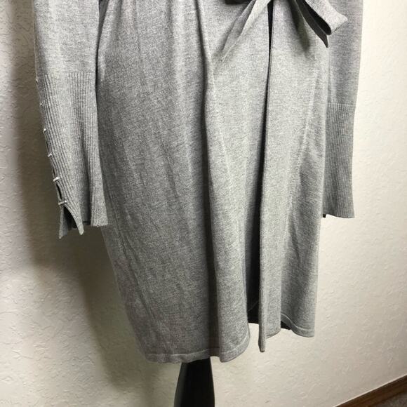 WHBM gray open front waist tie long cardigan sweater size Extra Small XS - Picture 4 of 15